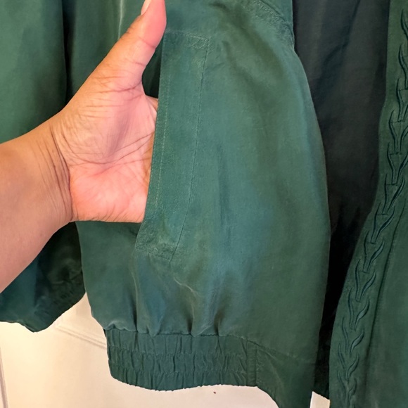 Fuda International Vintage Silk Bomber Jacket Green size M - Picture 9 of 11